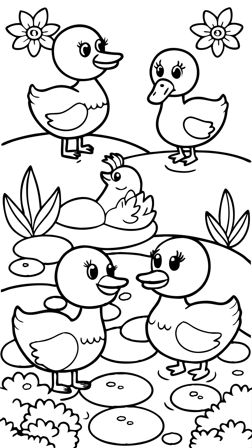 5 little ducks coloring page